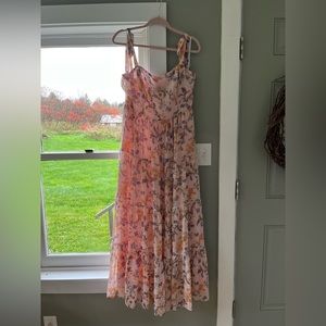 Lulus All Admiration Pink Floral Print Tie-Strap Tiered Maxi Dress